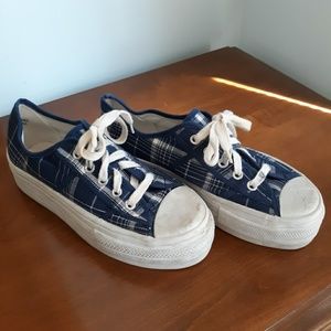 90s canvas platform sneakers plaid sneakers